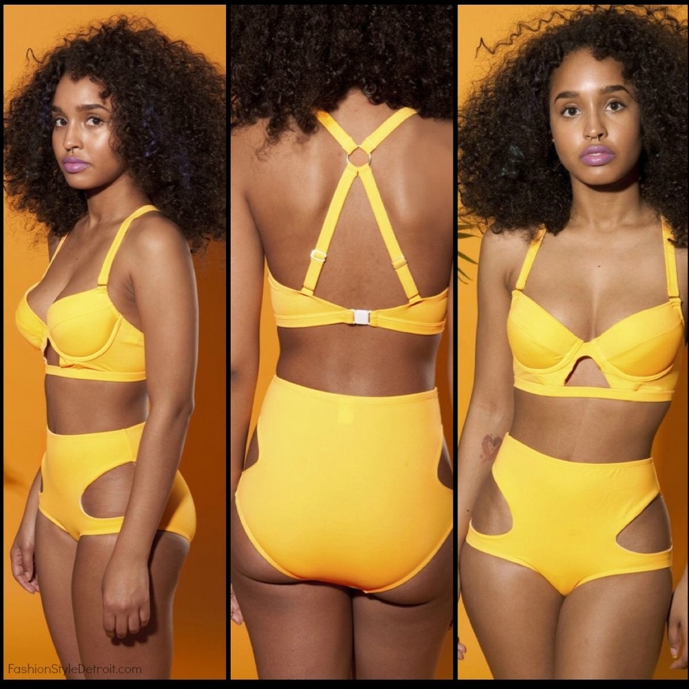 Andrea Iyamah yellow High Waist Swimsuit